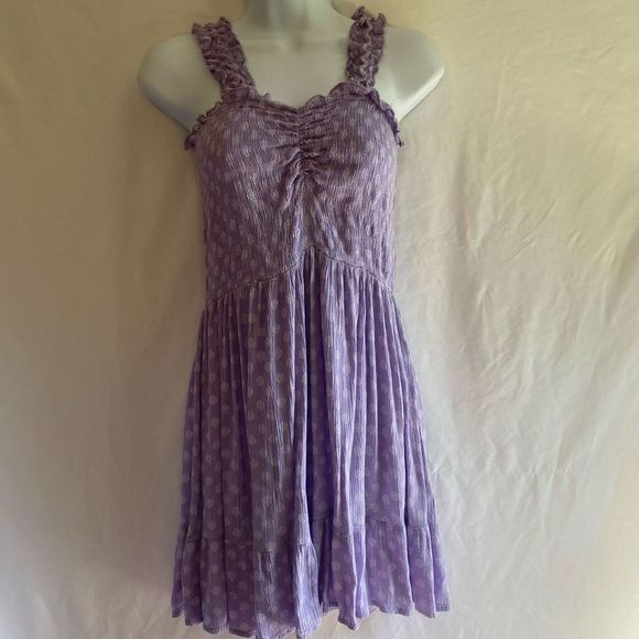 Purple Sleeveless Mini Sundress with Square Neck - Picture 1 of 6